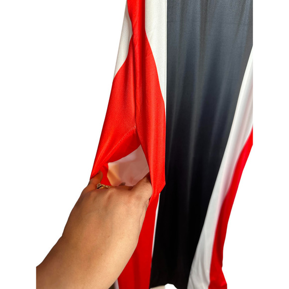 Red Black White Light Weight Summer Maxi Dress or Swim Cover SZL Pockets Beachy - Picture 5 of 5